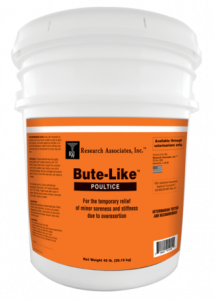 An orange bucket. Fill with Bute Like Poultice which is great for the temporary relief of minor soreness and stiffness due to overexertion.