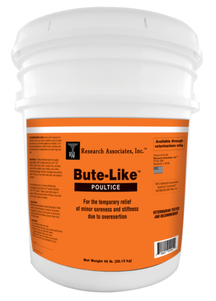 An orange bucket. Fill with Bute Like Poultice which is great for the temporary relief of minor soreness and stiffness due to overexertion.